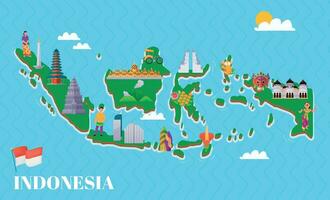 Indonésie carte affiche vecteur