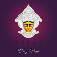 déesse maa durga visage dans content durga puja, dusséhra, et navratri fête concept pour la toile bannière, affiche, social médias poste, et prospectus La publicité vecteur