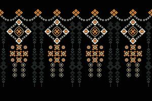 ethnique géométrique en tissu modèle traverser point.ikat broderie ethnique Oriental pixel modèle noir Contexte. abstrait, vecteur, illustration. texture, vêtements, cadre, décoration, motifs, soie fond d'écran. vecteur