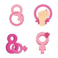 jour de la femme main sexe sexe 8 mars icons set vector