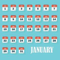 icônes de calendrier de janvier vecteur
