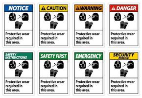 porter un équipement de protection dans cette zone avec des symboles ppe vecteur