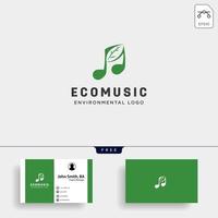 musique symbole feuille nature logo simple modèle vector illustration icône élément avec carte de visite