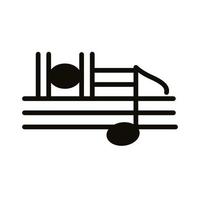 note de musique dans l'icône de style silhouette de partition musicale vecteur