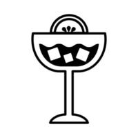 tasse avec boisson cocktail et icône de style de ligne de pamplemousse vecteur