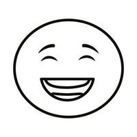 visage emoji riant icône de style de ligne classique vecteur