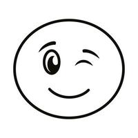 icône de style de ligne classique visage emoji heureux vecteur