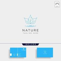 modèle de logo simple premium fleur ligne florale beauté avec carte de visite vecteur