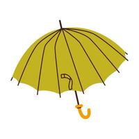 isolé ouvert vert parapluie en marchant bâton dans plat style sur blanc Contexte vecteur