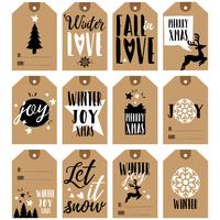 Collection d'étiquettes cadeaux. Etiquettes cadeaux Noël et Nouvel An vecteur