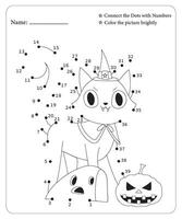 Halloween point à point pages pour enfants, Halloween coloration pages, Halloween vecteur