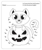 Halloween point à point pages pour enfants, Halloween coloration pages, Halloween vecteur