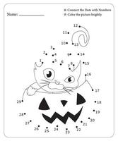 Halloween point à point pages pour enfants, Halloween coloration pages, Halloween vecteur