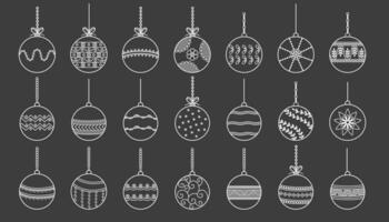 Noël Balle ligne icon.set de Facile Noël des balles isolé sur gris arrière-plan.vacances Noël décoration vecteur