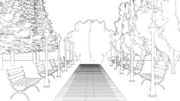 3d illustration de parc et paysage projet vecteur