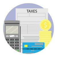 concept de Imposition. comptabilité et en ligne impôt annuel, vecteur illustration