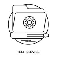 ordinateur dossier timbré avec équipement et Tournevis, un icône pour Les données En traitement vecteur