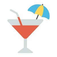 une rafraîchissant boisson dans une verre avec aérien parapluie représente verre de cocktail. vecteur