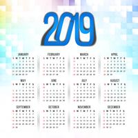 Conception de calendrier coloré abstrait Nouvel An 2019 vecteur