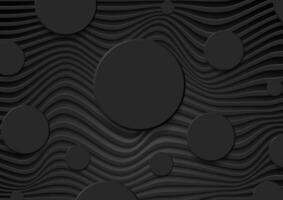 noir papier vagues et cercles abstrait Contexte vecteur
