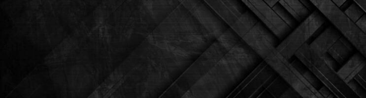 noir géométrique rayures abstrait technologie grunge bannière conception vecteur
