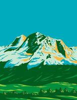 cordillère blanca avec huandoy huascaran et chopicalqui dans Pérou wpa art déco affiche vecteur