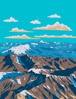 le andes Montagne ou andine Montagne intervalle dans Chili et Argentine wpa art déco affiche vecteur