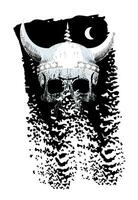 viking crâne T-shirt conception sur une noir Contexte. vecteur illustration à propos médiéval guerriers.