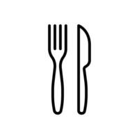 icône de ligne fourchette et couteau vecteur