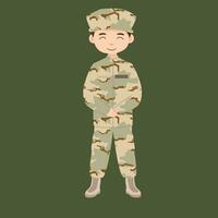 militaire infanterie. dessin animé soldat isolé dessin. vecteur art de armée combat force. homme dans uniforme Aller à guerre. patriotique soldat combat pour liberté. infanterie héros vétéran.