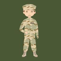 militaire infanterie. dessin animé soldat isolé dessin. vecteur art de armée combat force. homme dans uniforme Aller à guerre. patriotique soldat combat pour liberté. infanterie héros vétéran.