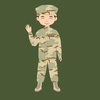 militaire infanterie. dessin animé soldat isolé dessin. vecteur art de armée combat force. homme dans uniforme Aller à guerre. patriotique soldat combat pour liberté. infanterie héros vétéran.