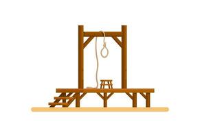 pendaison corde suicide ou exécution Capitale Châtiment ancien bâtiment dessin animé illustration vecteur
