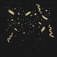 d'or confettis Cadre vecteur Contexte. réaliste d'or ruban et confettis explosion illustration. d'or confettis isolé