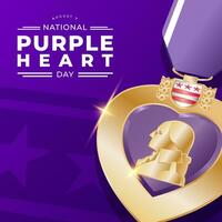 violet cœur journée médailles sur violet arrière-plan, nationale violet cœur journée - août 7e vecteur