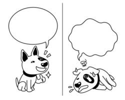 vecteur dessin animé personnage taureau terrier chien exprimer différent émotions avec discours bulles