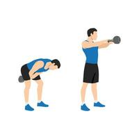 homme Faire kettlebell balançoire exercer. plat vecteur illustration isolé sur blanc Contexte