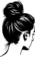 désordonné chignon, noir et blanc vecteur illustration