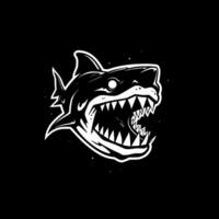 requin - noir et blanc isolé icône - vecteur illustration