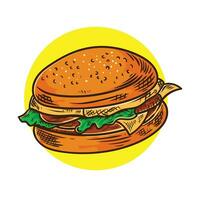 Burger vite nourriture vecteur art illustration