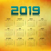 Abstrait élégant calendrier de la nouvelle année 2019 vecteur