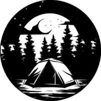 camping - noir et blanc isolé icône - vecteur illustration