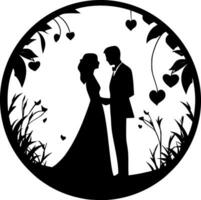 mariage - minimaliste et plat logo - vecteur illustration