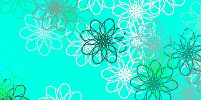 modèle de doodle vecteur vert clair avec des fleurs