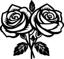 des roses - noir et blanc isolé icône - vecteur illustration