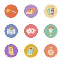 mignonne et branché points forts pour différent social médias, blogueurs et entreprises à propos anniversaire faire la fête, vacances, fête, anniversaire avec plat illustrations. vecteur main tiré clipart