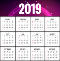 Conception de calendrier coloré abstrait Nouvel An 2019 vecteur