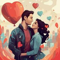 une couple dans l'amour la Saint-Valentin journée spécial plat vecteur illustration