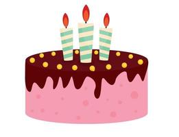 icône de gâteau d'anniversaire mignon avec des bougies. élément de conception pour l'invitation à la fête, félicitation. illustration vectorielle eps10 vecteur