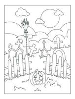 Halloween contour illustration , main tiré contour illustration pour coloration livre vecteur